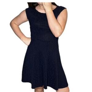 Forever 21 DRESS Blue Knit Knot Women's Size MED Sleeveless Fit Flare Textured